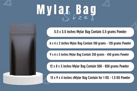 mylar bag size chart